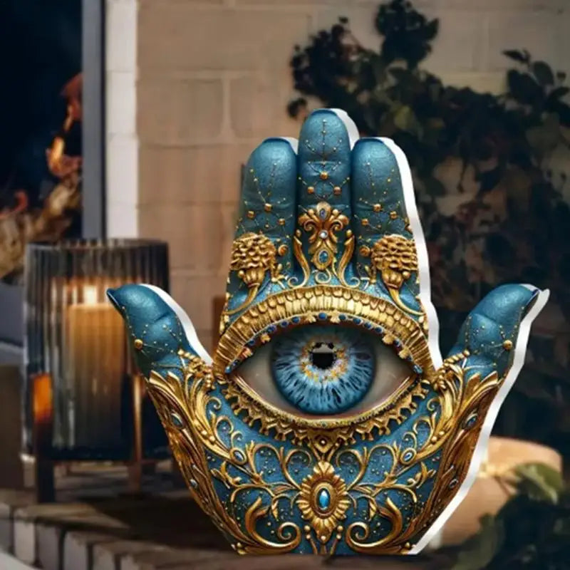 Evil Eye Hand Decor Palm Sculpture Evil Eye Hands Decorative Sculpture Home Decor Statue Figurine Ornament for Bookshelf Desk