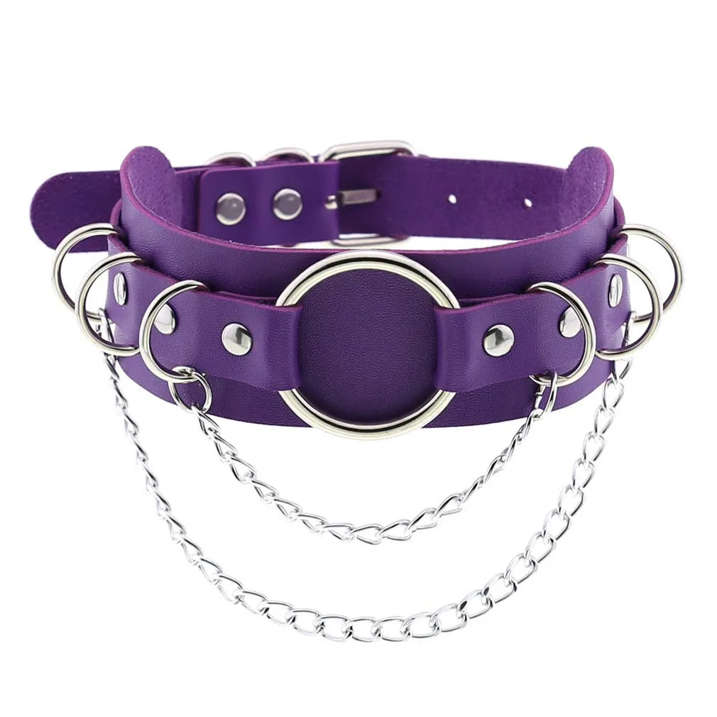 DIEZI Vintage Purple PU Leather Choker Necklace For Women Men Gift  Punk Gothic Statement Collar Pendant Necklace New Jewelry
