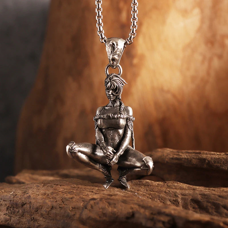 Retro Punk Killer Pendant Necklace for Men and Women Personalized Cool Jewelry Unique Gift for Couples