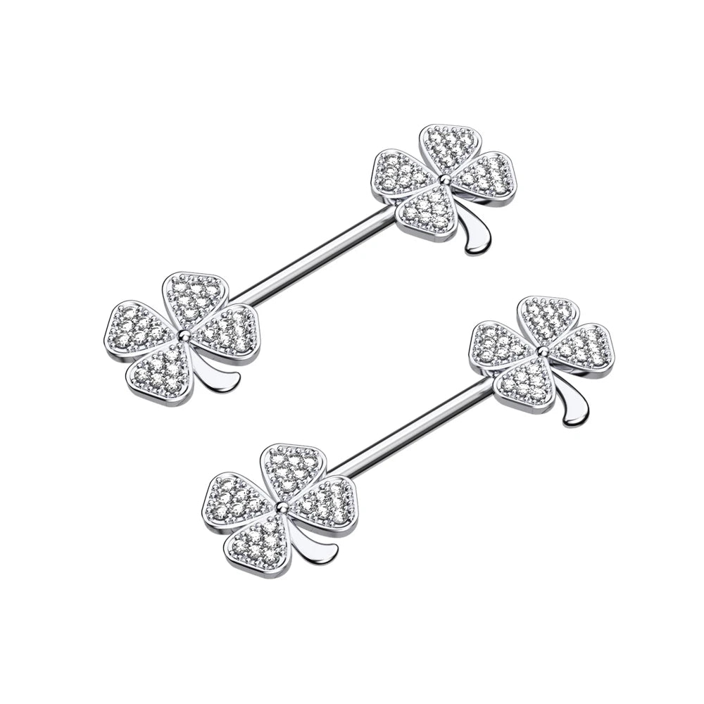 2pcs 316L Steel Maple Leaf Nipple Rings Barbell Butterfly Wing Shield Piercing for Women Girls Sexy Nipple Piercing Body Jewelry