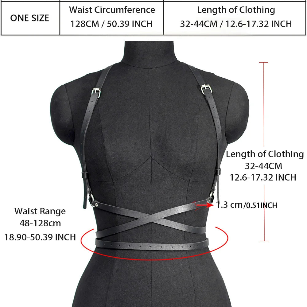 Women Fashion Harness Belt Body Harness Corset Leather Lingerie Gothic Fetish Clothing Harness Accessories Suspenders for Women