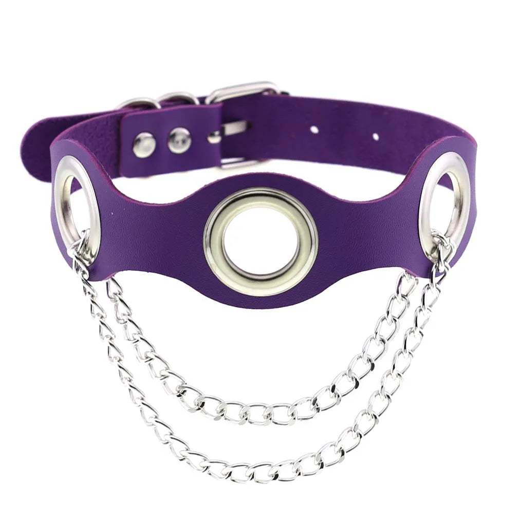 DIEZI Vintage Purple PU Leather Choker Necklace For Women Men Gift  Punk Gothic Statement Collar Pendant Necklace New Jewelry