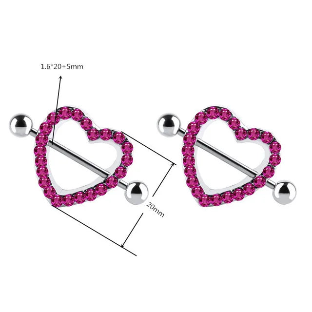 Stainless Steel Crown Nipple Piercing Set Heart Nipple Jewelry Bulk Crystal Nipple Ring Lot Piercing Pezon Body Jewelry Pack