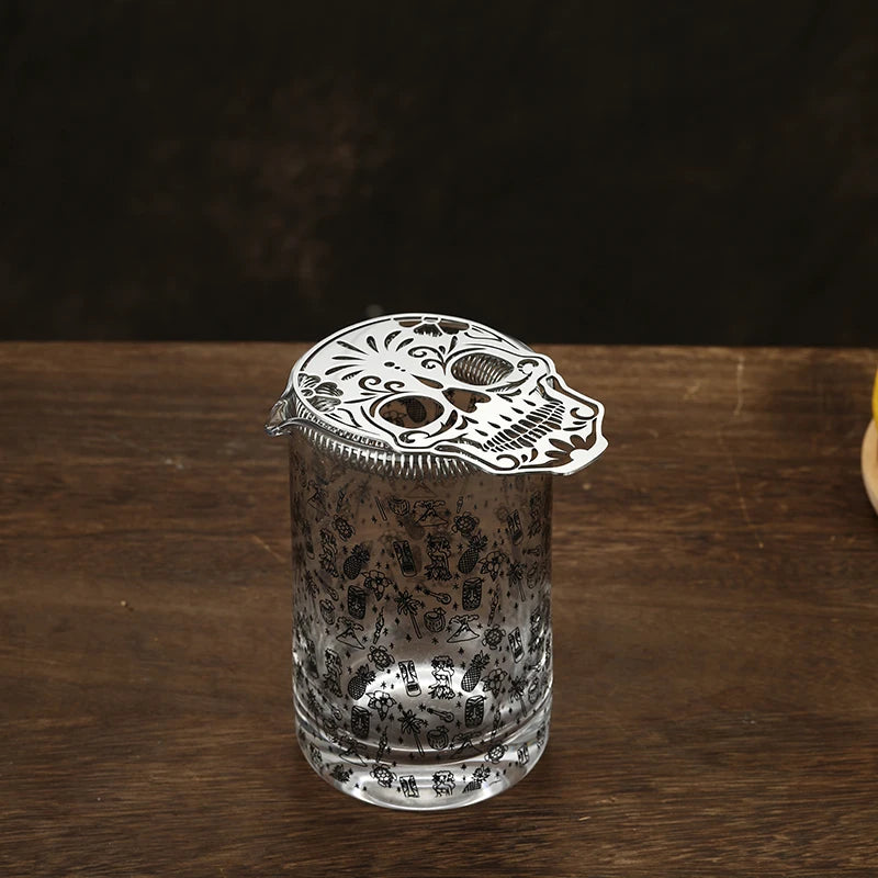 Cocktail Strainer Hawthorne Strainer with Skull Pattern Stainless Steel