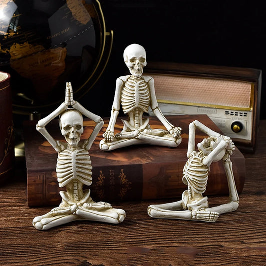 Yoga Skull Figure Decoration Halloween Decoration Commemorative Gift Holiday Atmosphere Resin Ornaments Crafts Home Decoration