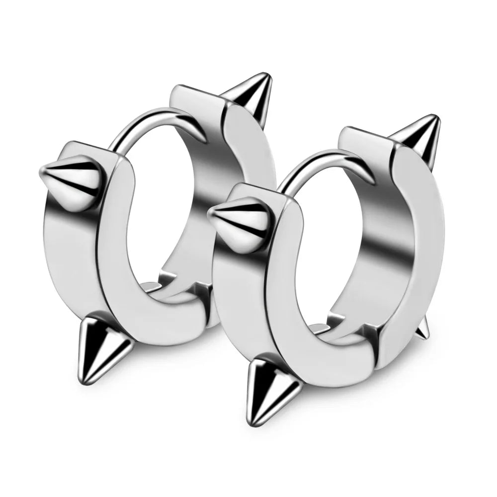 2pc Stainless Steel Cross Hoop Earrings for Men and Women Punk Black Cartilage Earrings Round Street Hip Hop Rock Jewelry Gifts