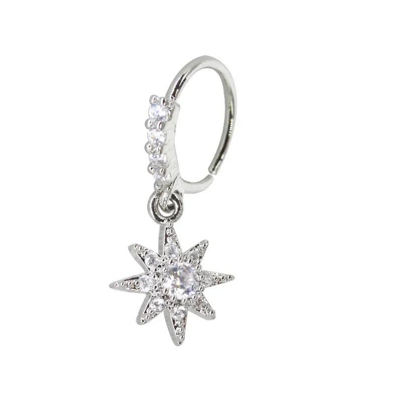 20G Gem Dangle Nose Rings for Women heart dangle Nose Piering Jewelry body jewelry