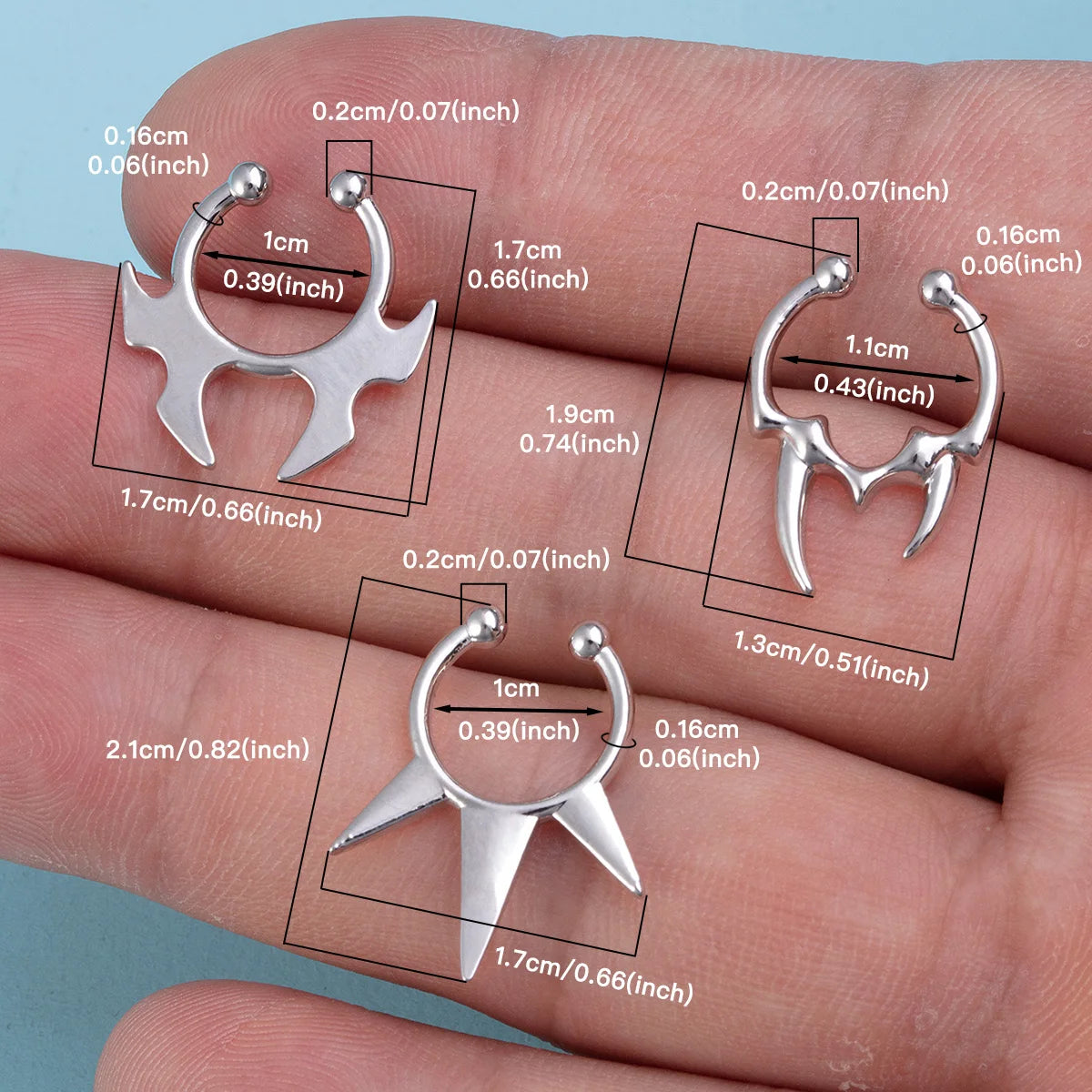 1-3pcs Fake Clip on Nose Rings Hoop Septum Non Piercing Nose Cuff Stainless Steel Horseshoe Punk for Men Women Body Jewelry