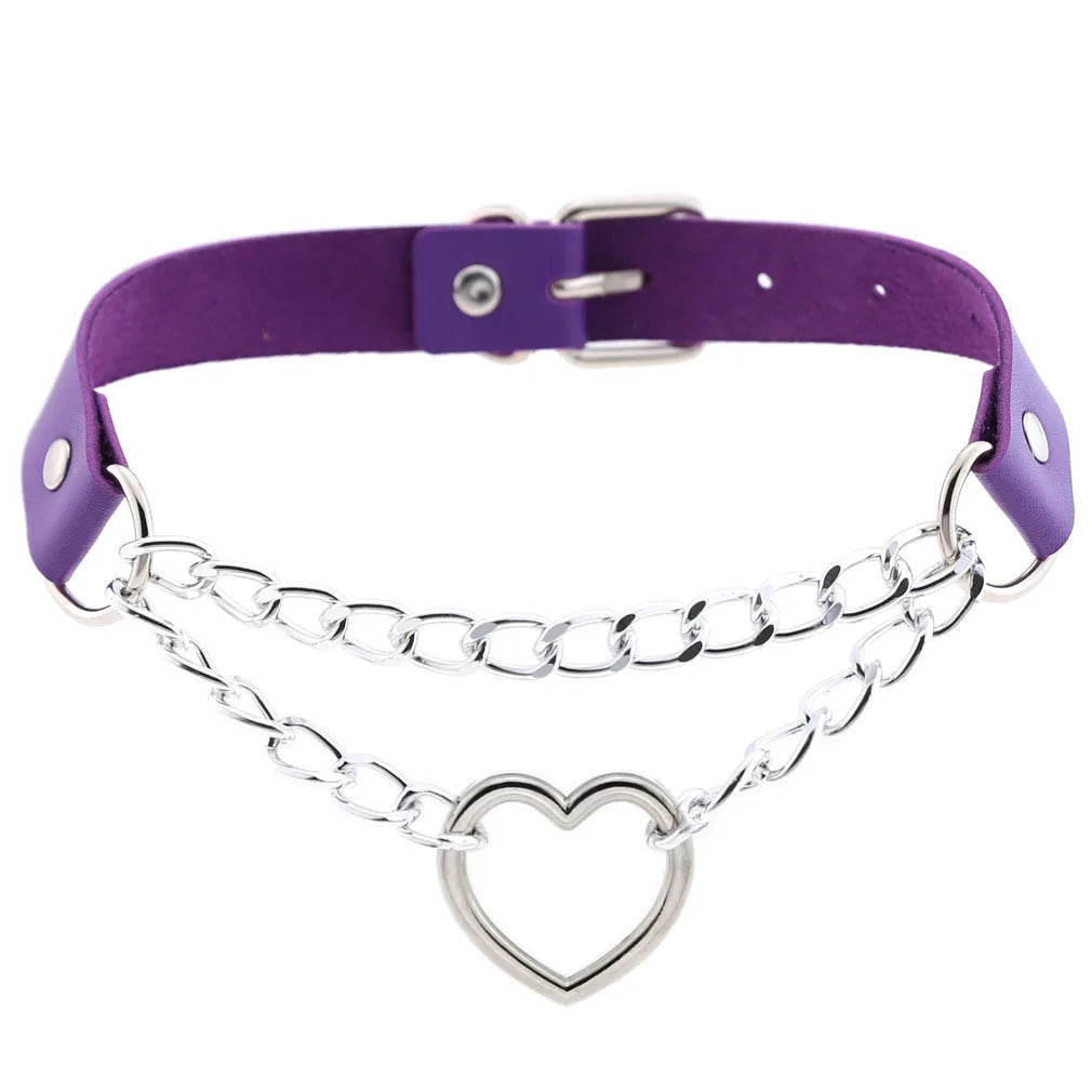 DIEZI Vintage Purple PU Leather Choker Necklace For Women Men Gift  Punk Gothic Statement Collar Pendant Necklace New Jewelry