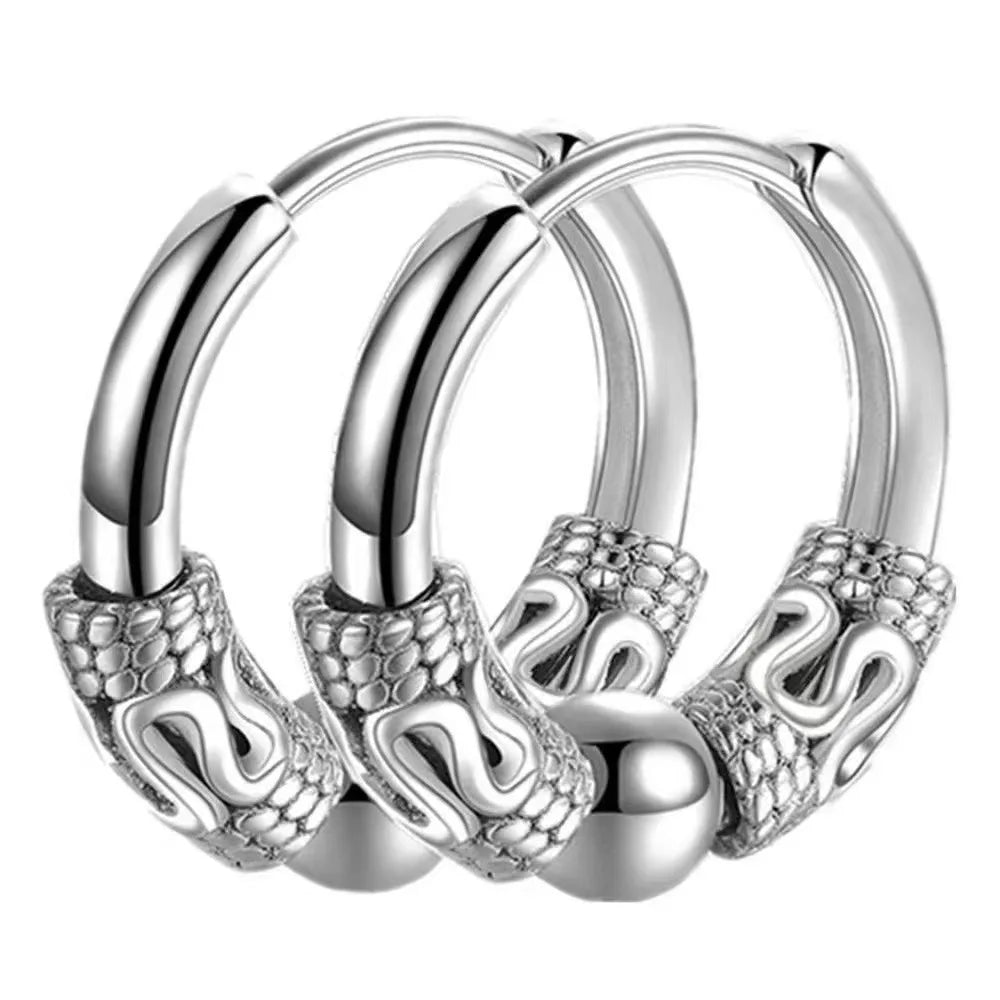 2pc Stainless Steel Cross Hoop Earrings for Men and Women Punk Black Cartilage Earrings Round Street Hip Hop Rock Jewelry Gifts