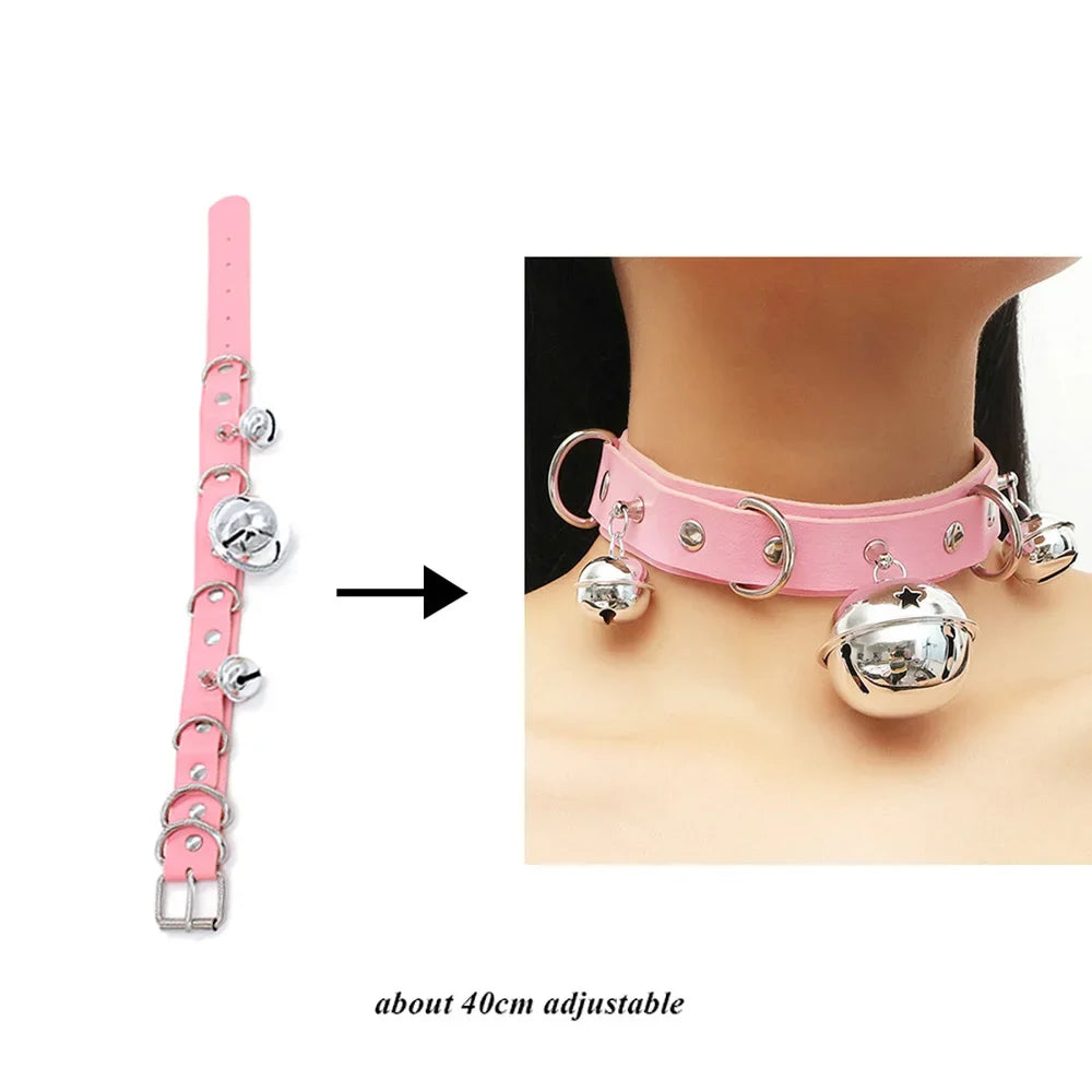 Pink Sexy Trendy Rock Gothic Collar Necklaces Jewelry Gothic Leather Heart Rivets Harajuku Punk Choker Necklace for Women Gift