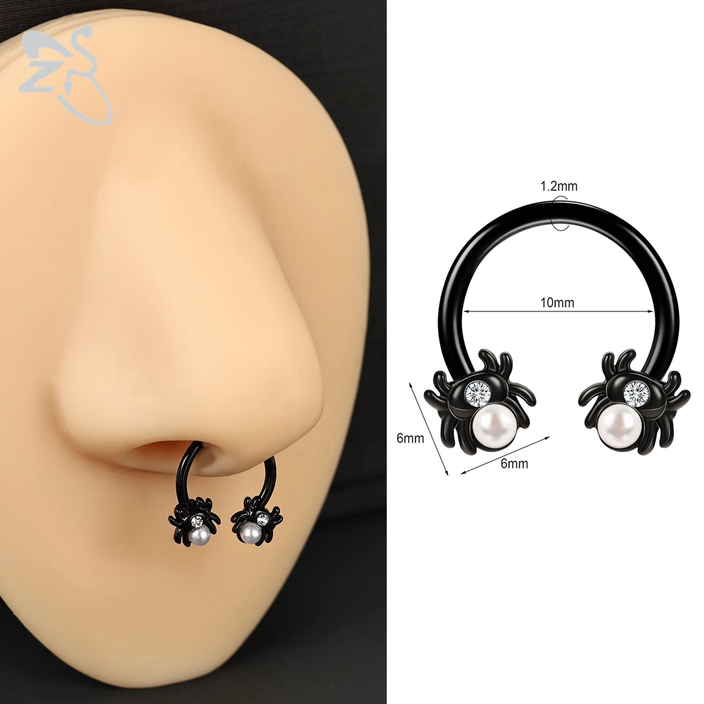 ZS 1 Piece Punk Stainless Steel Nose Ring Men Women Pumpkin Bat Septum Piercings Hallowmas Cartilage Helix Piercing Body Jewelry