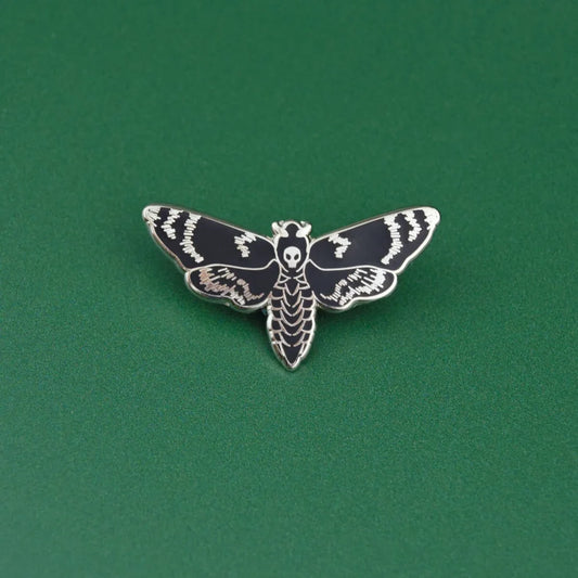 Halloween Moth Spooky Hard Enamel Pin Nickel-Free Brooch / Death's-head Hawkmoth Skull Gothic Badge