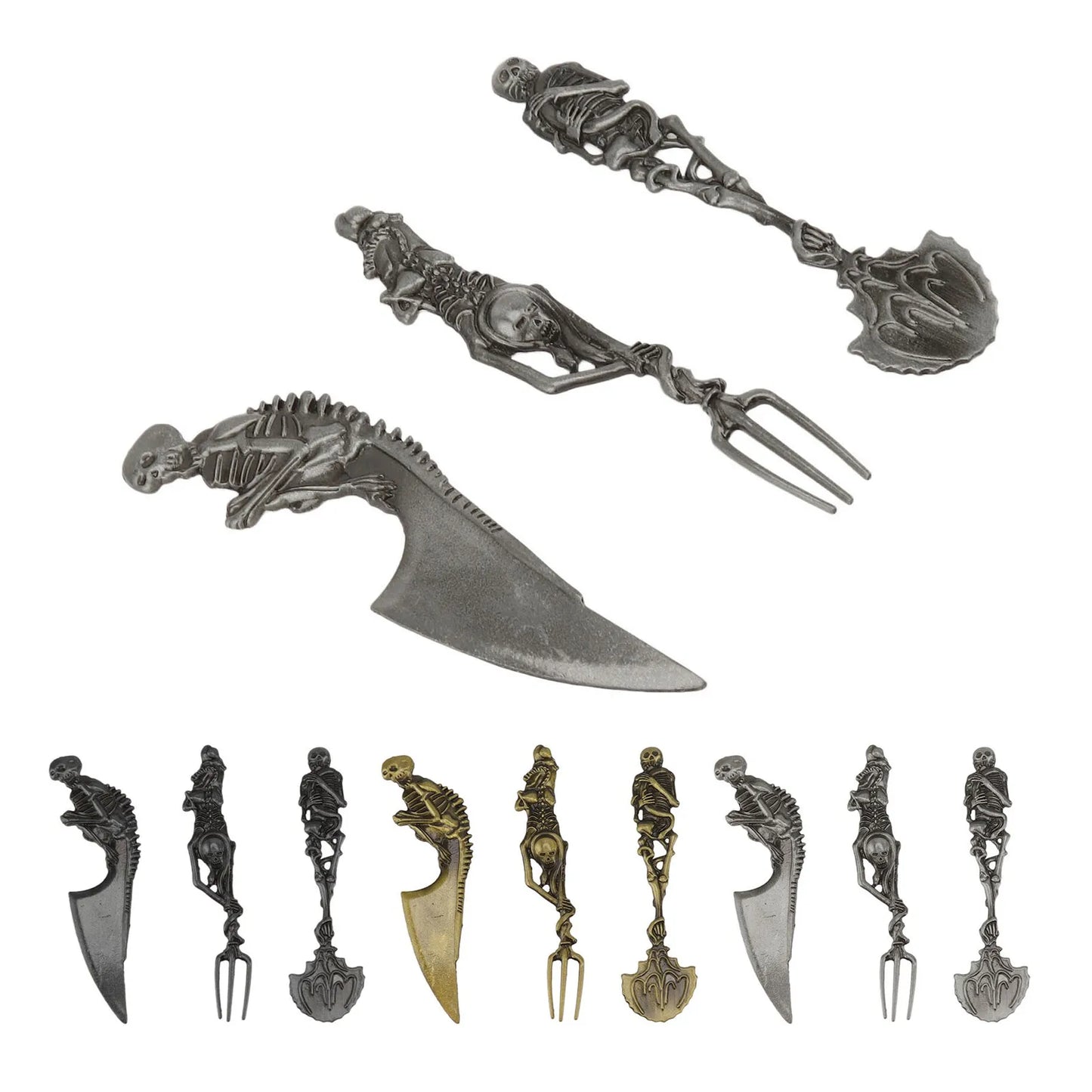 3pcs Halloween Gift Skull Fork/Spoon/Knife Tableware Personality Cutlery Sets Dining Forks Bento Accessories Kitchen Tools