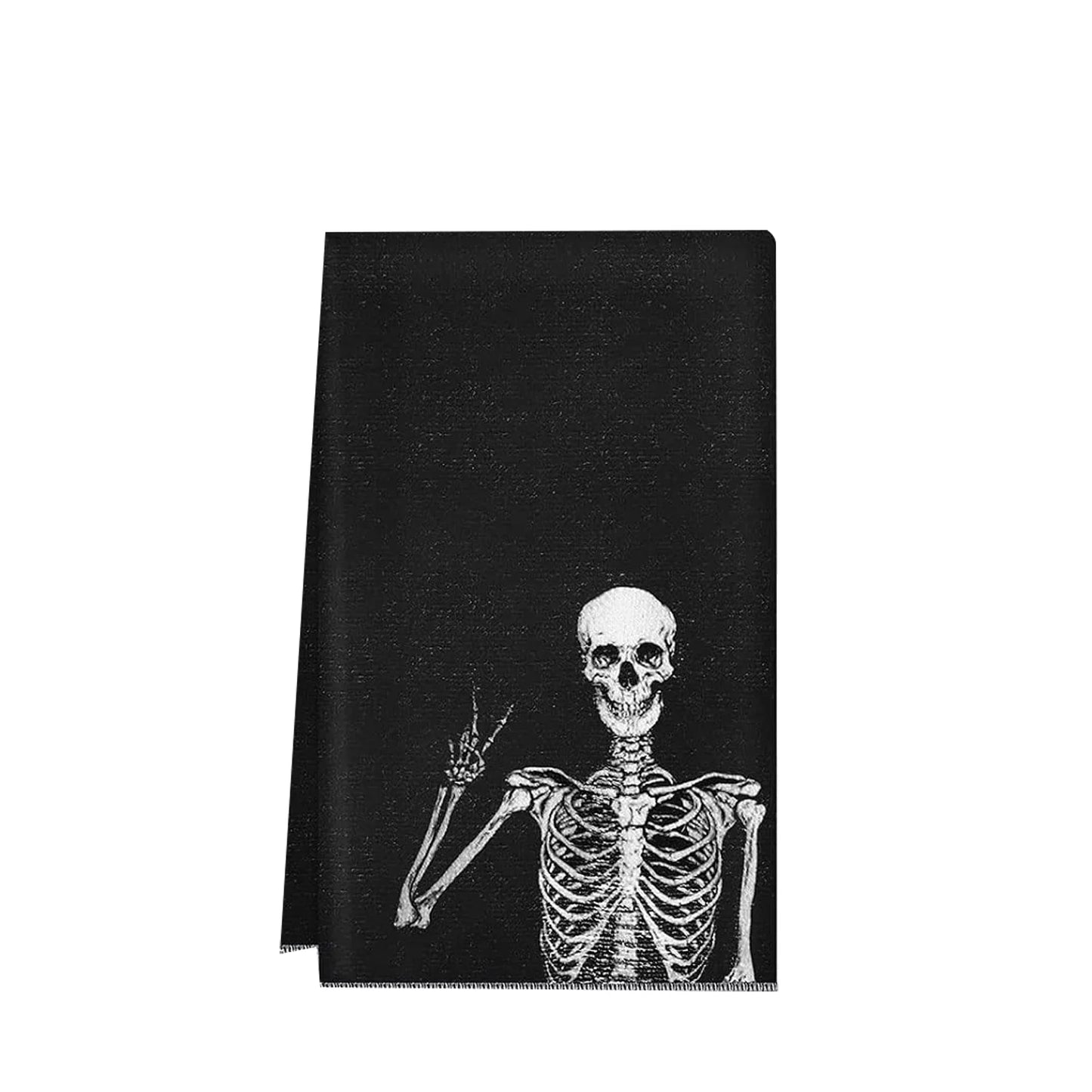 Halloween Kitchen Towels Gift Rock and Roll Skeleton Hippie Skull Dish Towels  Absorbent  Bathroom Gift Halloween decoration