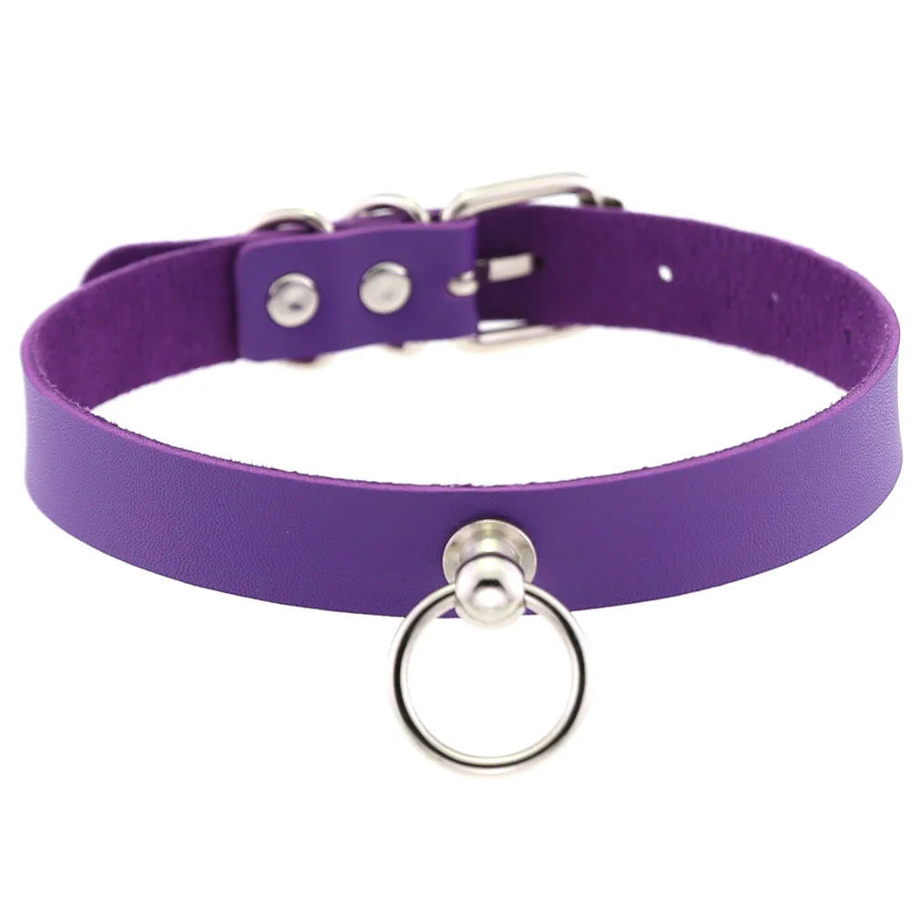 DIEZI Vintage Purple PU Leather Choker Necklace For Women Men Gift  Punk Gothic Statement Collar Pendant Necklace New Jewelry