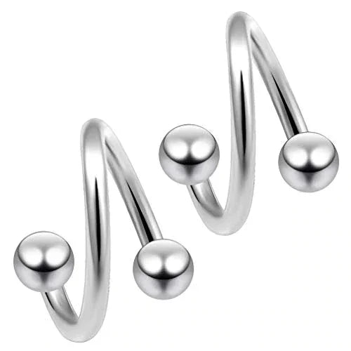 2pc/set Surgical Steel Spiral Twisted Lip Ring Nose Rings 16 Gauge Ear Cartilage Helix Piercing Body Accessories Jewelry Gift