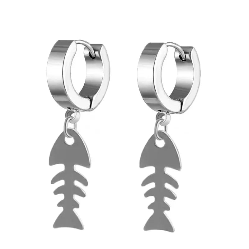 2pc Stainless Steel Cross Hoop Earrings for Men and Women Punk Black Cartilage Earrings Round Street Hip Hop Rock Jewelry Gifts