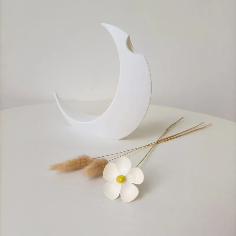 3D Printed Dried Flowers Vase Artificial Flower Pot Arrangement Gothic Moon Vase for Home Decor Creative Gift Desktop Ornament