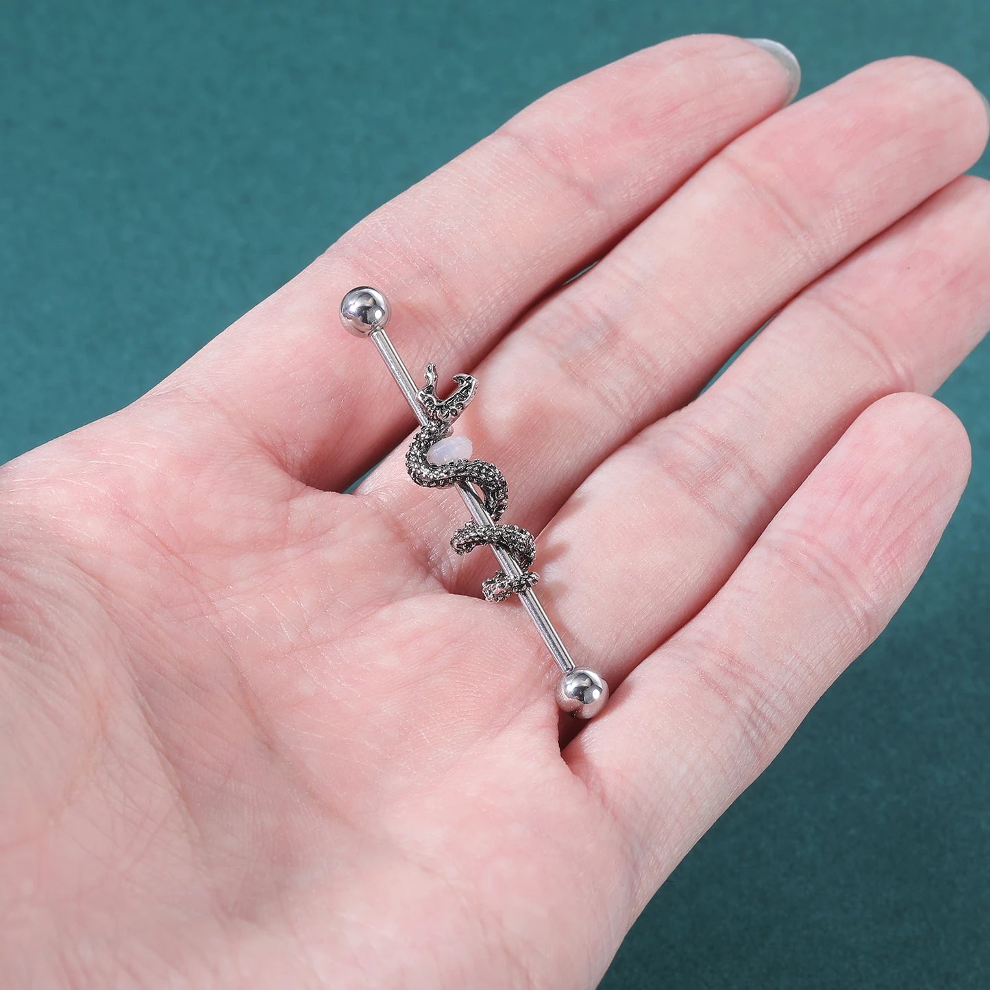 AOEDEJ Industrial Piercing Earring Women Stainless Steel Helix Ear Piercing Dragon Snake Long Earring Jewelry Barbell Earring