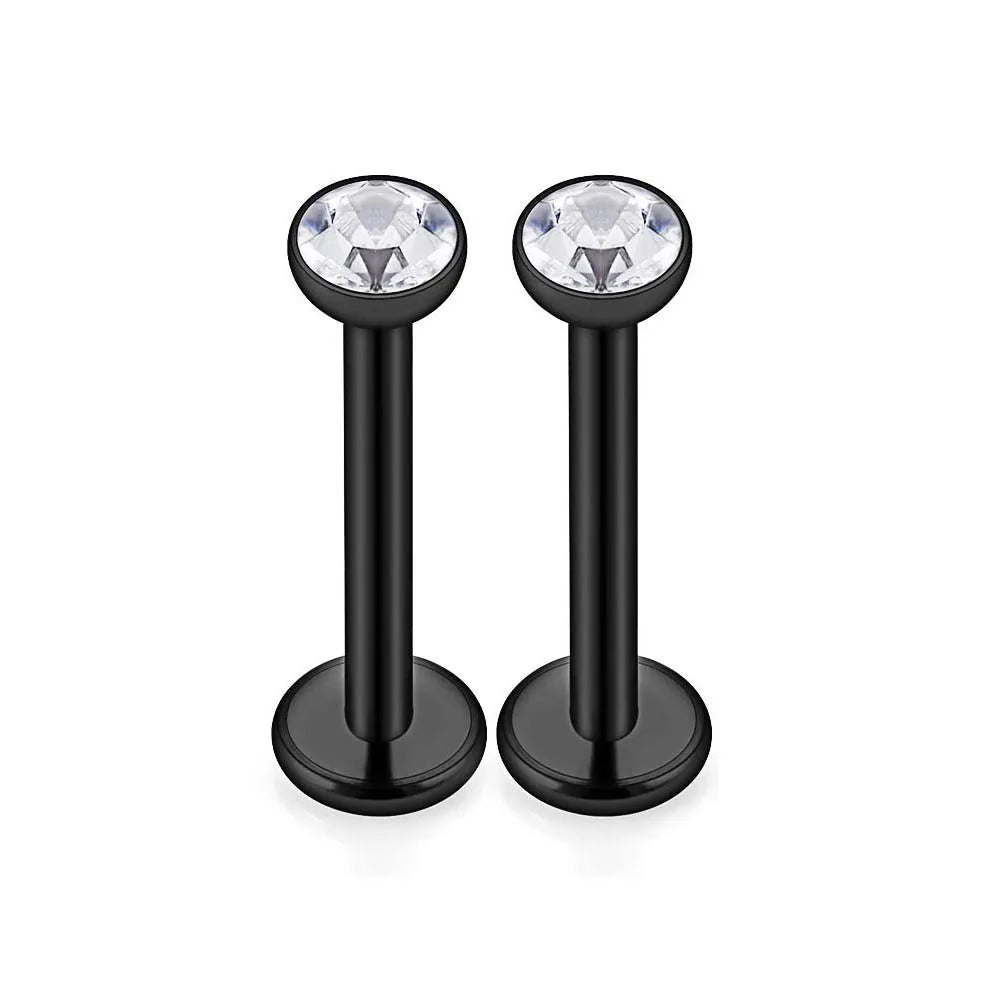 1-16pcs 16G Stainless Steel Lip Rings Studs Medusa Labret Monroe Tragus Helix Cartilage Forward Earrings Piercing Jewelry Black