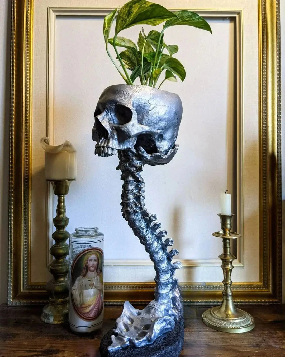 Skeleton Flower Pot with Spinal Support, Realistic Skeleton Flower Pot, Gothic Home Decoration, Resin Skeleton Shaped Flower Pot