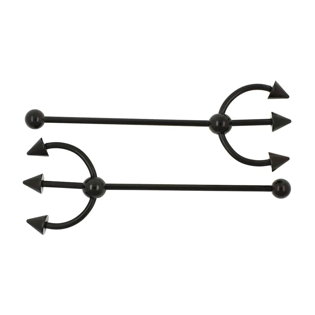 JHJT 1PC 14G Industrial Barbell Piercing Fork Shape Surgical Steel Bar Cartilage Earring Helix industrial Piercing  Jewelry