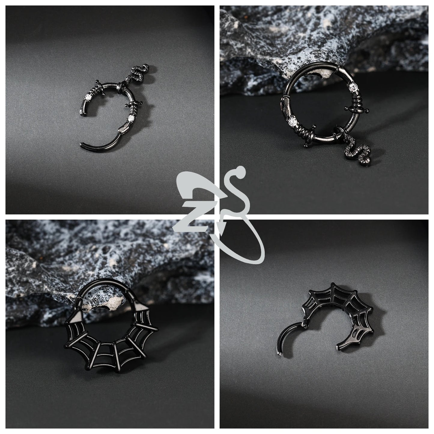 ZS 1 Piece Punk Stainless Steel Nose Ring Men Women Pumpkin Bat Septum Piercings Hallowmas Cartilage Helix Piercing Body Jewelry