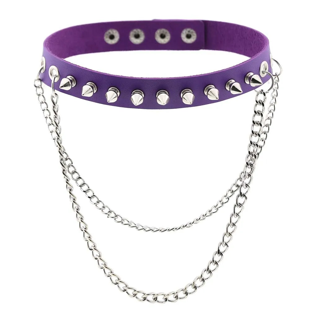 DIEZI Vintage Purple PU Leather Choker Necklace For Women Men Gift  Punk Gothic Statement Collar Pendant Necklace New Jewelry