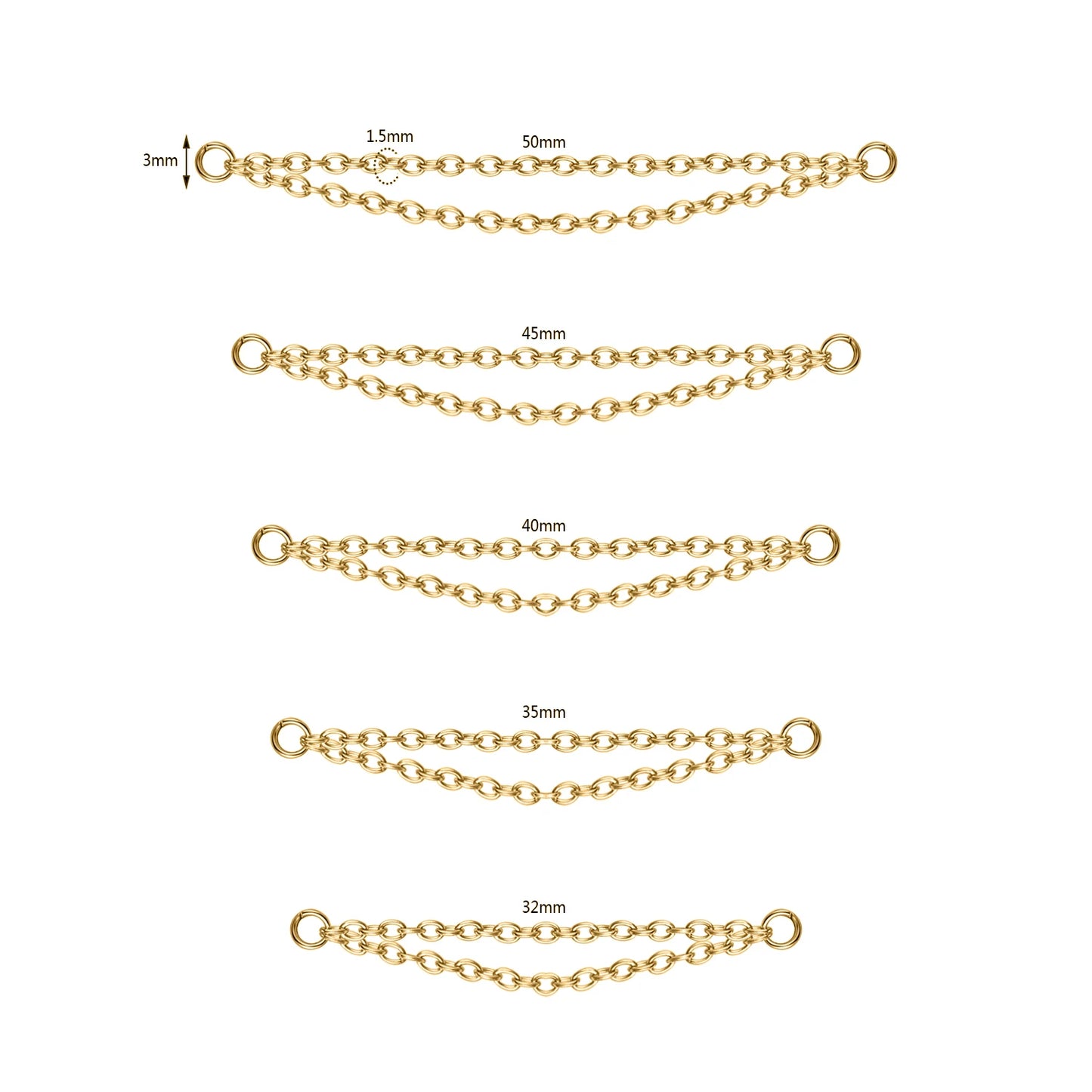AOEDEJ 1PC Gold Color Nose Chain Jewelry Stainless Steel Industrial Piercing Chain Nostril Chain Women Body Piercing Jewelry