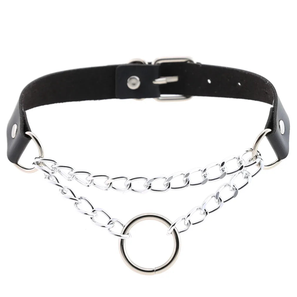 Leather Spiked Choker Punk Collar Women Men Rivets Studded Chocker Chunky Necklace Goth Jewelry Metal Gothic Emo Accessories