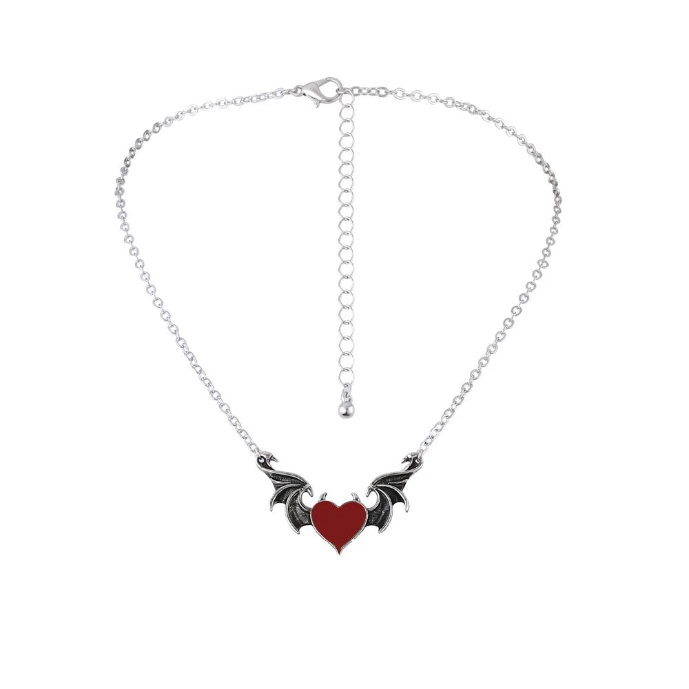 Gothic Bat Necklace for Women Men Punk Hip Hop Rock Vintage Metal Pendant Necklace Party Halloween Jewelry Gifts Cool Thing 2023