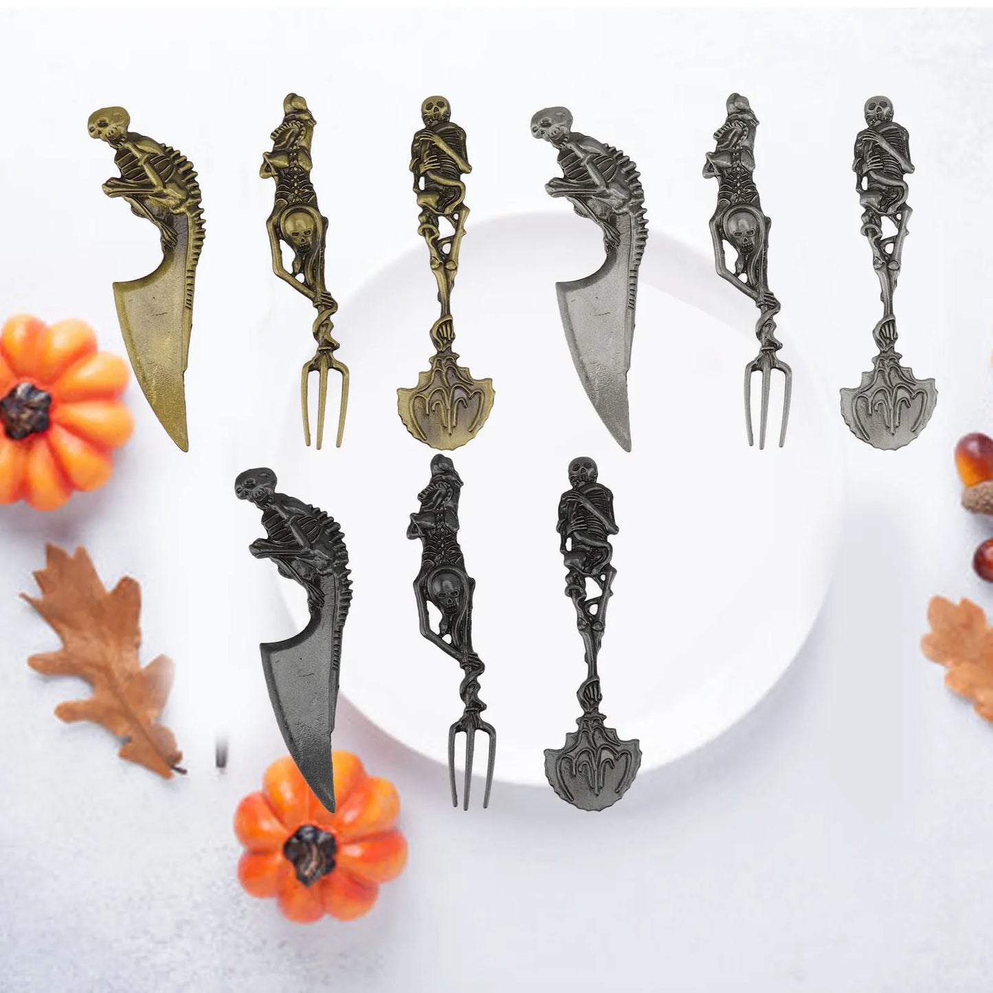3pcs Halloween Gift Skull Fork/Spoon/Knife Tableware Personality Cutlery Sets Dining Forks Bento Accessories Kitchen Tools