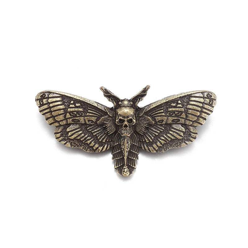 Vintage Gothic Death Skull Moth Brooch for Men Clothing Pin Fashion Hip Hop Rock Accessory Gift