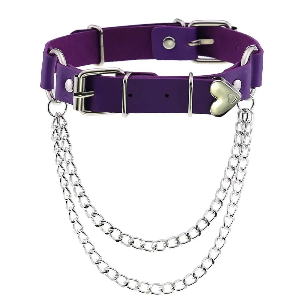 DIEZI Vintage Purple PU Leather Choker Necklace For Women Men Gift  Punk Gothic Statement Collar Pendant Necklace New Jewelry