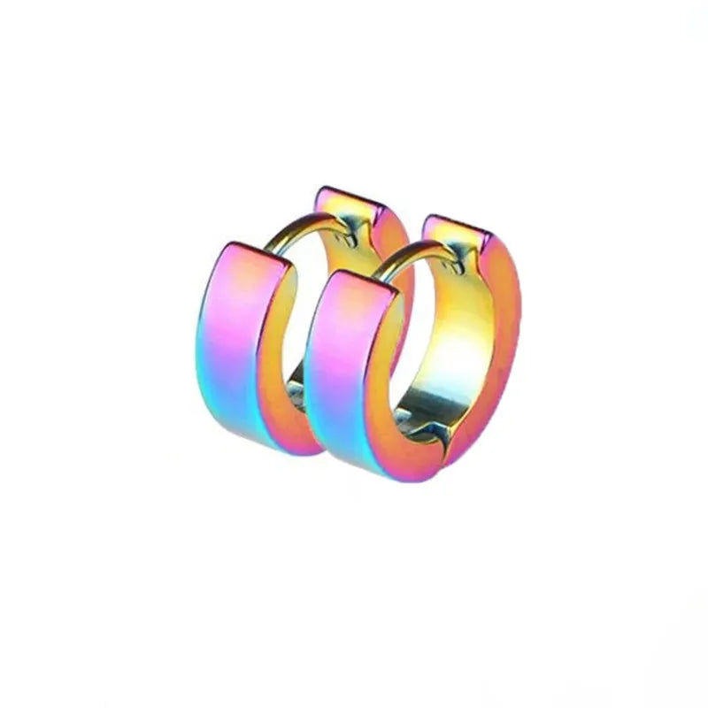 2pc Stainless Steel Cross Hoop Earrings for Men and Women Punk Black Cartilage Earrings Round Street Hip Hop Rock Jewelry Gifts