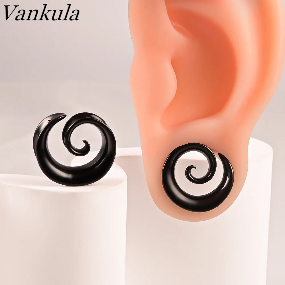 Vankula 2PCS New Round Spiral Saddle Plugs Hangers for Stretched Lobe Ear Tunnels Gauges Plugs Piercing Body Jewelry