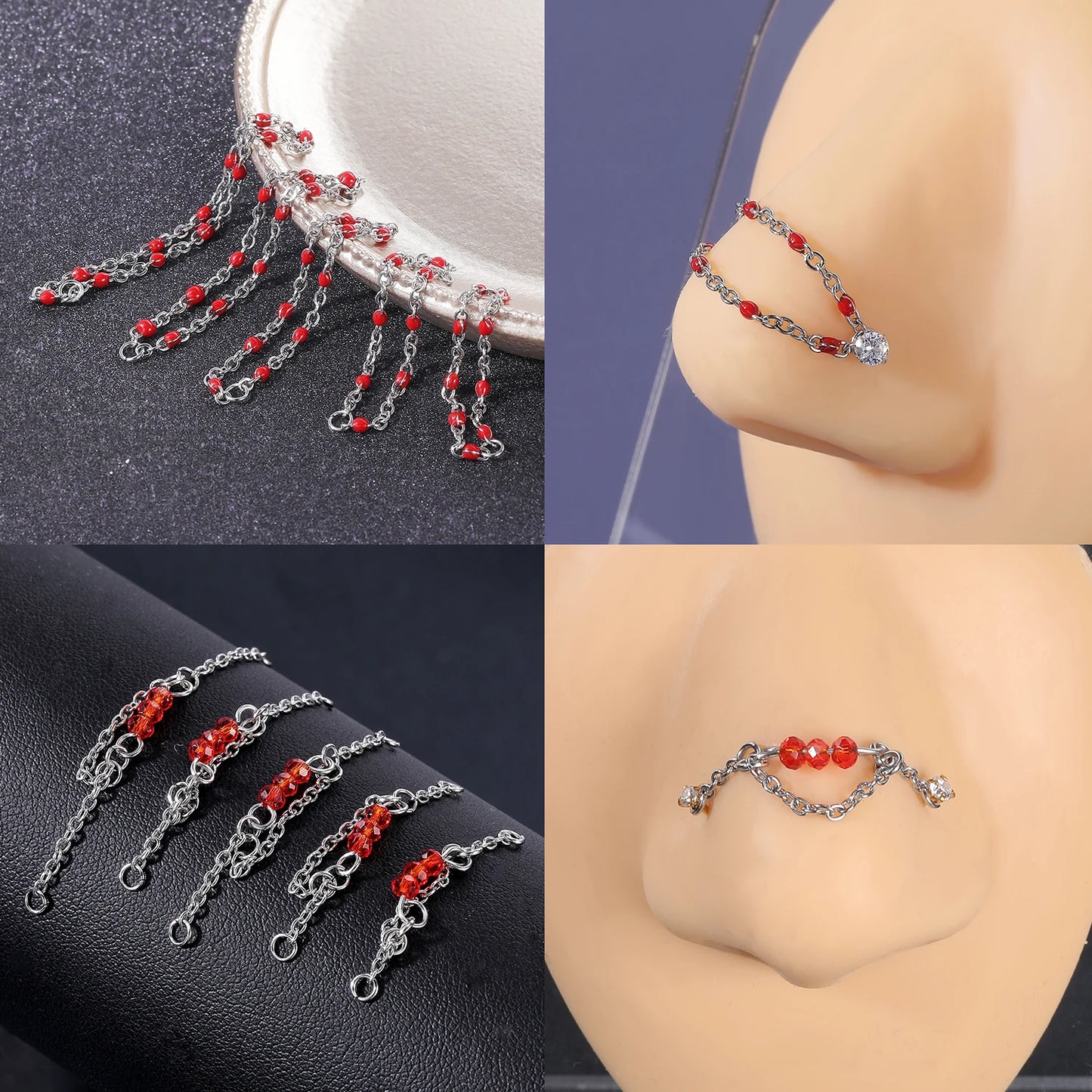 AOEDEJ 1PC Gold Color Nose Chain Jewelry Stainless Steel Industrial Piercing Chain Nostril Chain Women Body Piercing Jewelry