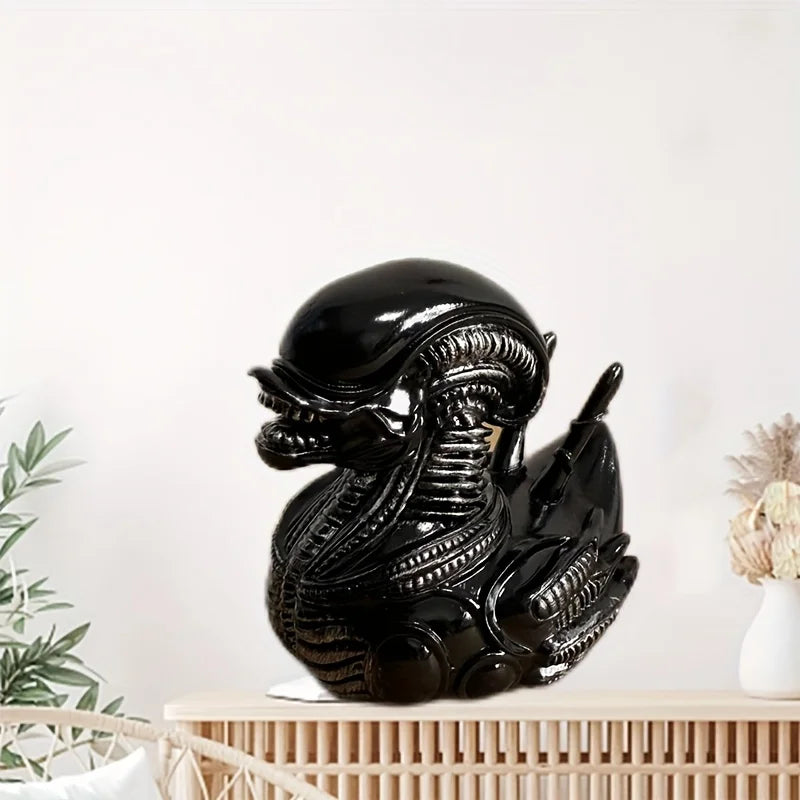 Alien Duck Resin Statue，Evil Alien Duck Ornament ，Resin Car Dashboard & Desk Decor, Funny Gift Idea