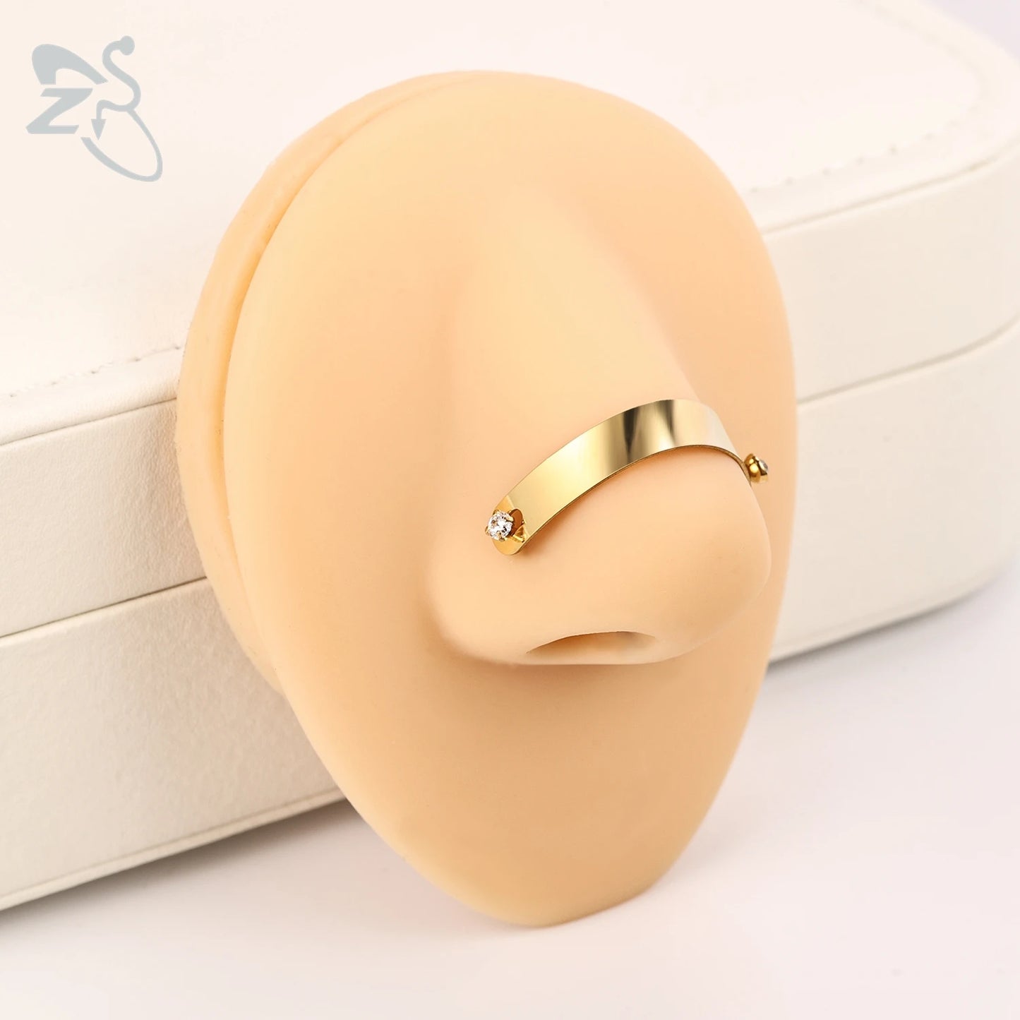ZS 1 Set 24/30/35/40/45/50MM Stainelss Steel Nose Piercing For Men Women Punk Adjustable Nostril Bridge Piercings Body Jewelry
