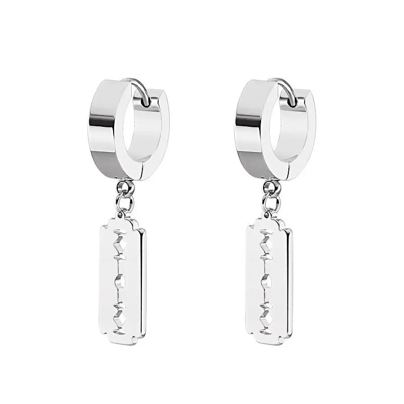 2pc Stainless Steel Cross Hoop Earrings for Men and Women Punk Black Cartilage Earrings Round Street Hip Hop Rock Jewelry Gifts