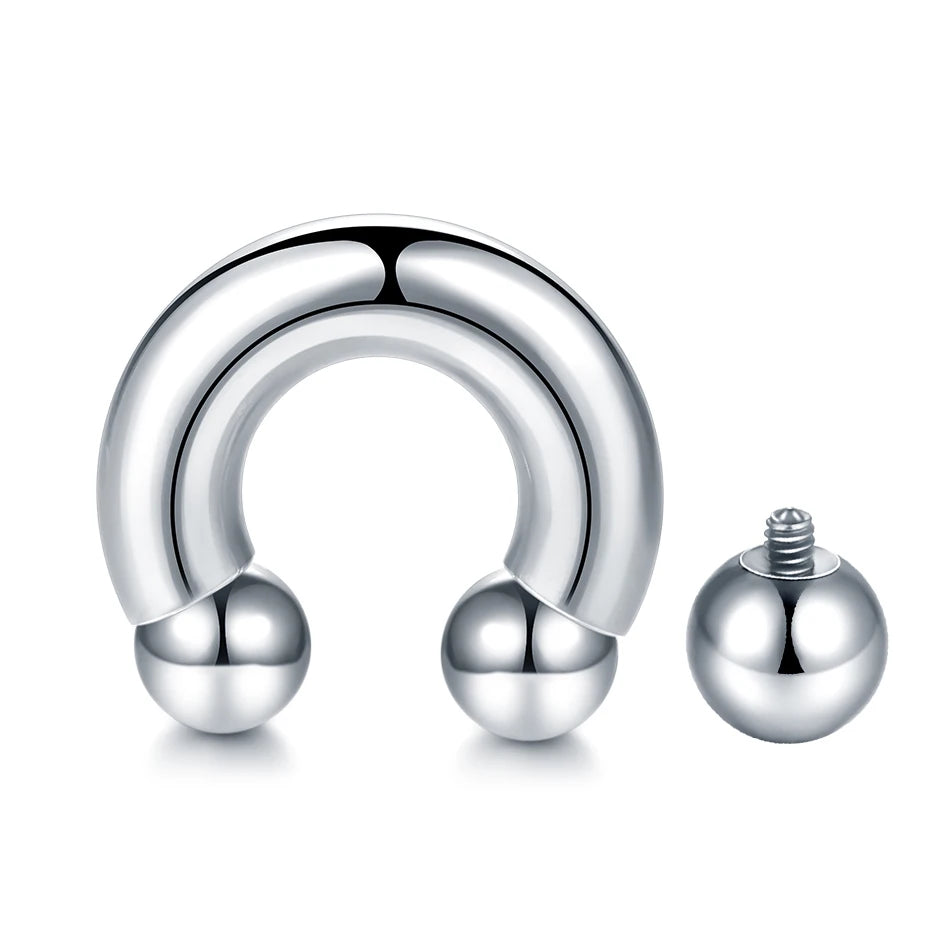 1Pc/lot Steel Big Large Size Horseshoe Ring Nose Piercing Ear Expander BCR Hoop Earring Septum 12-00G Male Intimate Body Jewelry