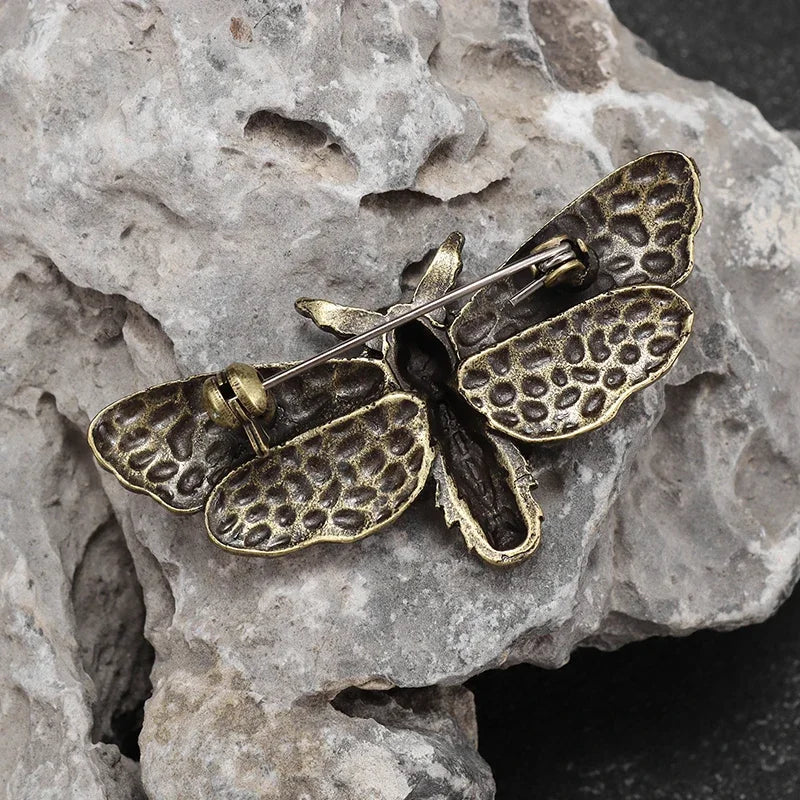 Vintage Gothic Death Skull Moth Brooch for Men Clothing Pin Fashion Hip Hop Rock Accessory Gift