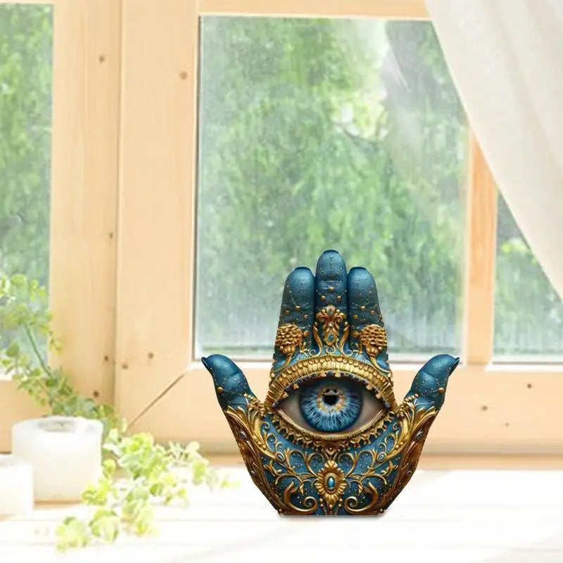 Evil Eye Hand Decor Palm Sculpture Evil Eye Hands Decorative Sculpture Home Decor Statue Figurine Ornament for Bookshelf Desk
