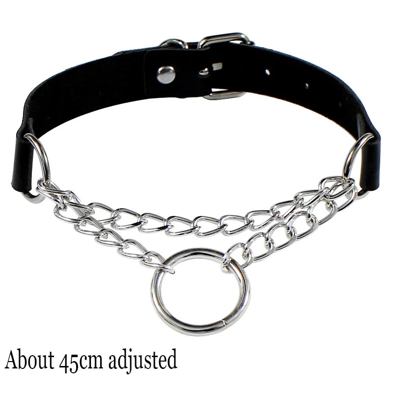 New Sexy Harajuku PU Leather Chain Heart Pendant Necklaces Women Men Punk Neck Gothic Black Pink Choker Necklace Cool Collar
