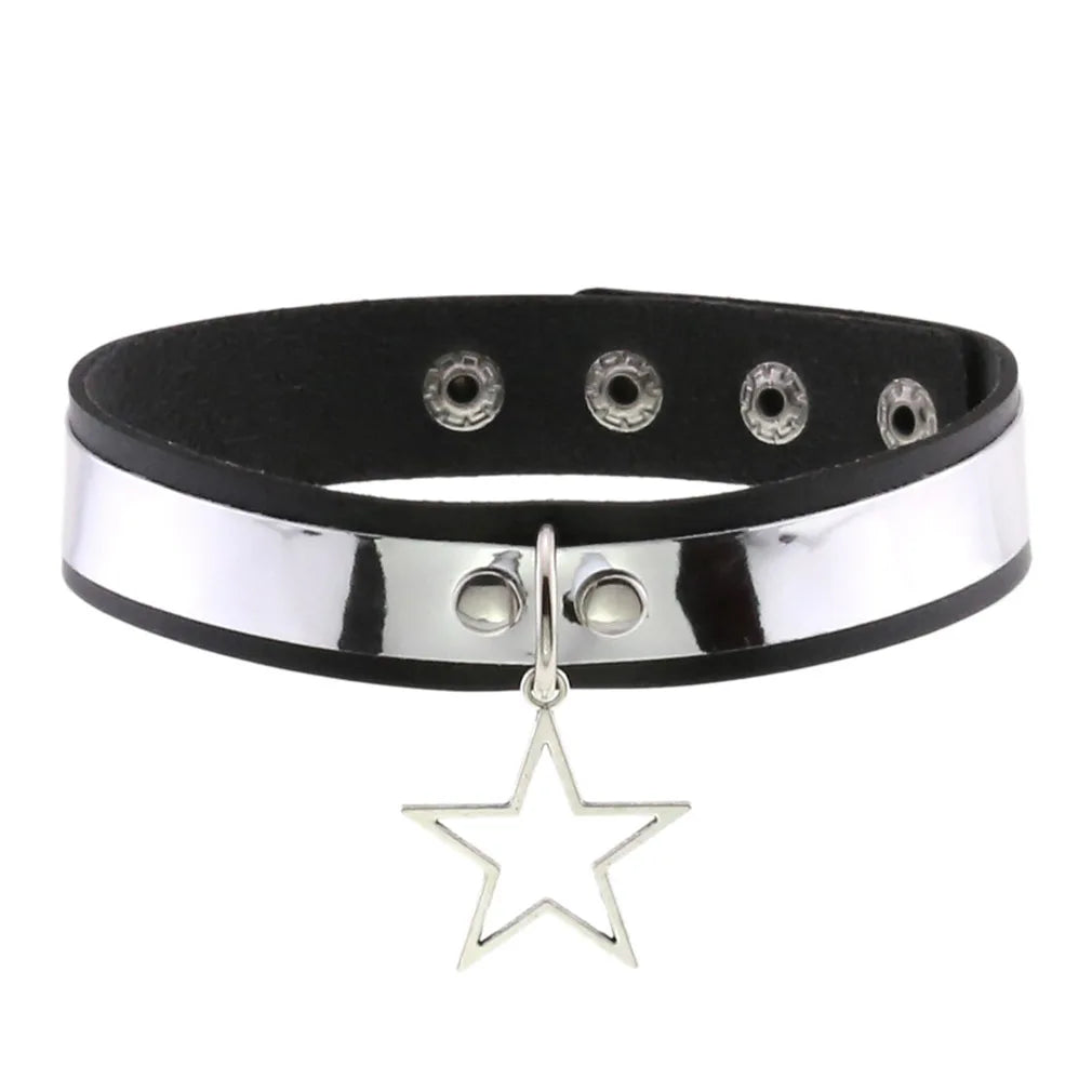 Leather Spiked Choker Punk Collar Women Men Rivets Studded Chocker Chunky Necklace Goth Jewelry Metal Gothic Emo Accessories