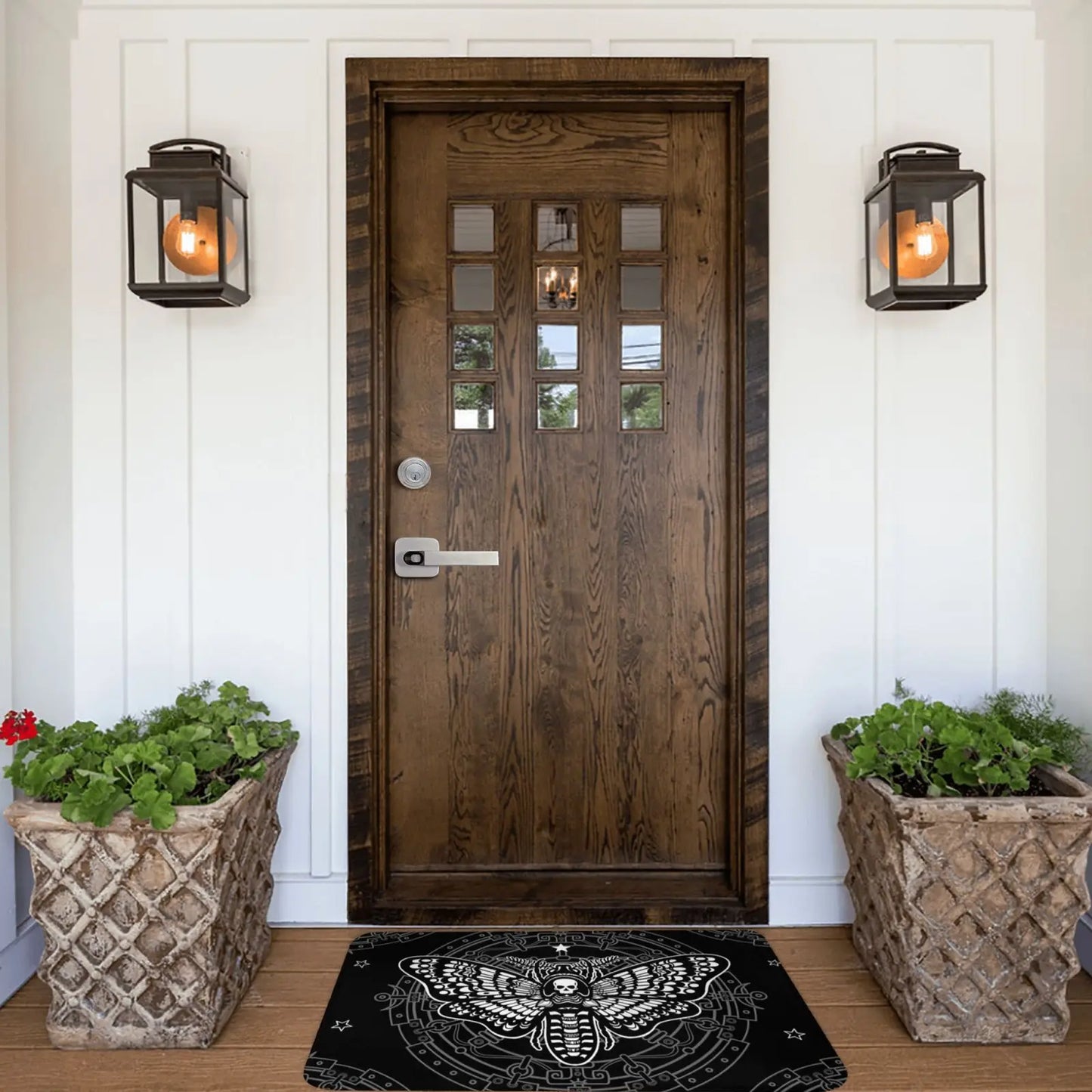 Gothic Witchy Butterfly Moth Floor Mat Mystical Moth Skull Dead Head Welcome Doormat  Anti-Slip Bathroom Mat Entrance Rug Carpet
