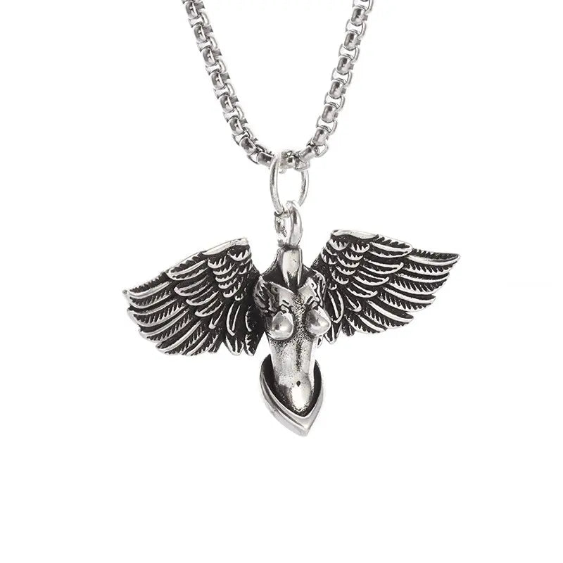 Fashion silver color guardian angel pendant necklace men and women personality angel wings prayer pendant necklace couple gift