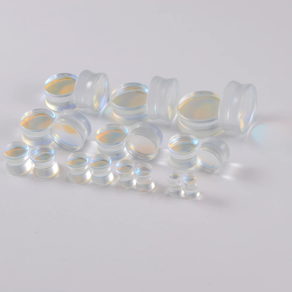 1 Piece Glass Double Flare Solid Ear Plug Expander AB Colorful Flat Ear Gauge Tunnel Body Piercing Jewelry 6mm-25mm
