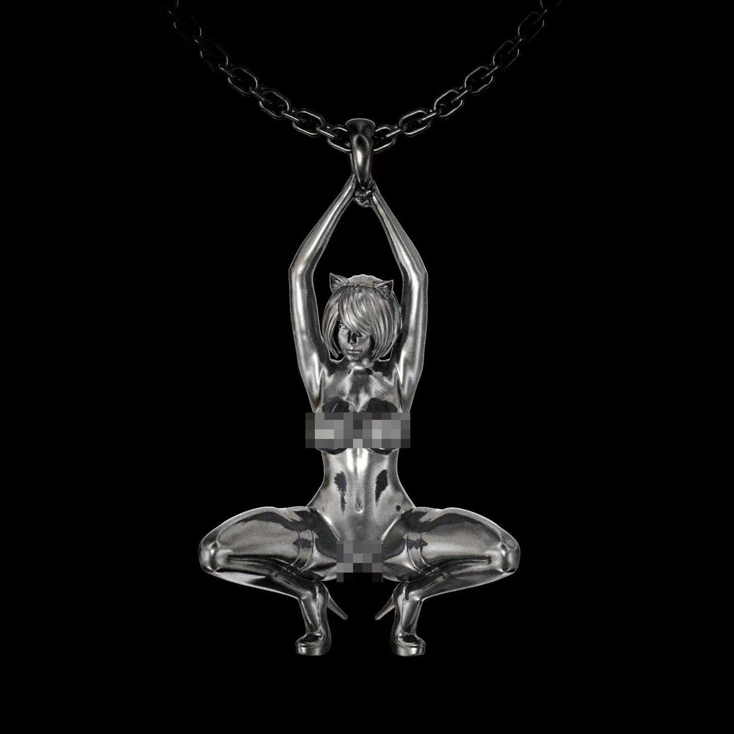 Unique Sexy Angel Goddess Pendant Necklace for Men Women Long Chain Necklace Gothic Punk Ex Machina Necklace Statement Jewelry